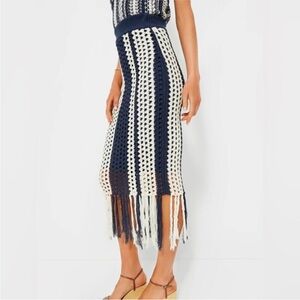 NWT Moon River Navy and Ivory Crochet Skirt